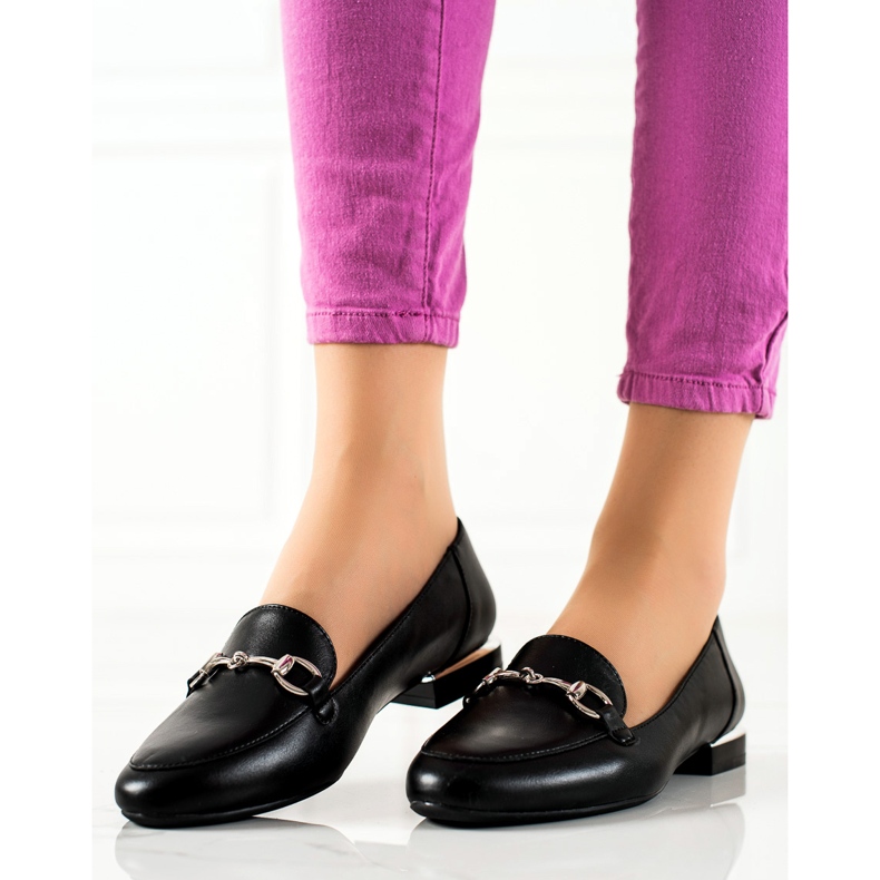 Loafer auf Sergio Leones Flat Heels schwarz 1