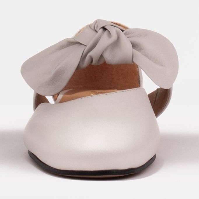 Marco Shoes Ballerinas mit Schleife aus Narbenleder weiß 1