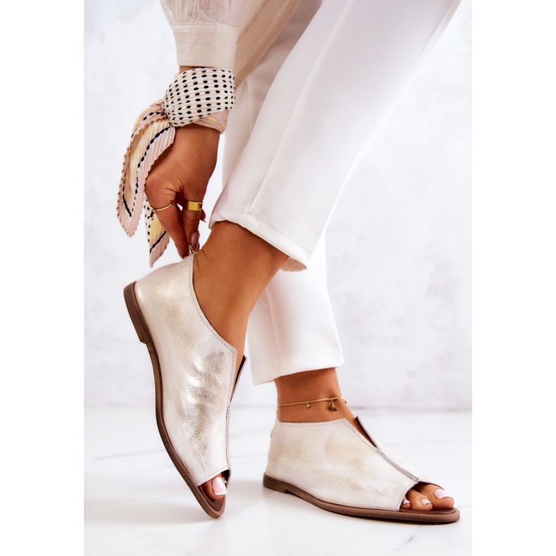 Lederschuhe mit Reißverschluss Nicole 2718/004 Weiß und Gold 2