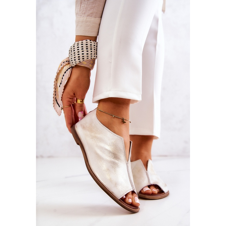 Lederschuhe mit Reißverschluss Nicole 2718/004 Weiß und Gold 1