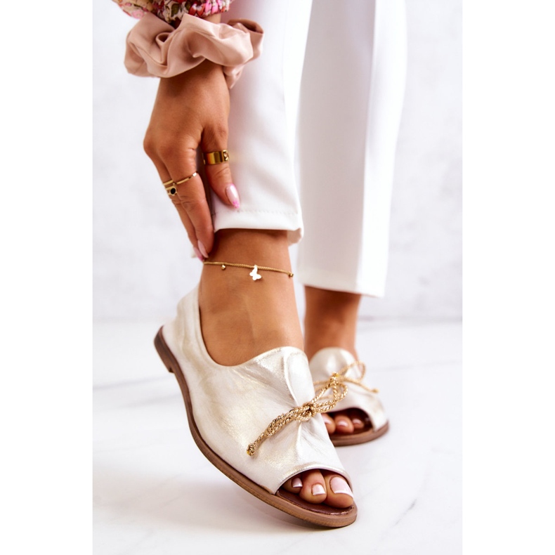 Leder Damen Ballerinas Nicole 2660/004 Weiß-Gold 1