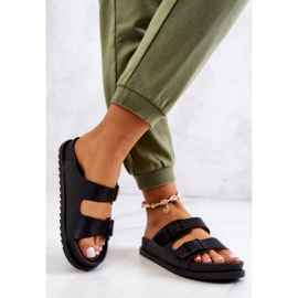 S.Barski Schwarze Corina-Gummihausschuhe mit Schnalle 2