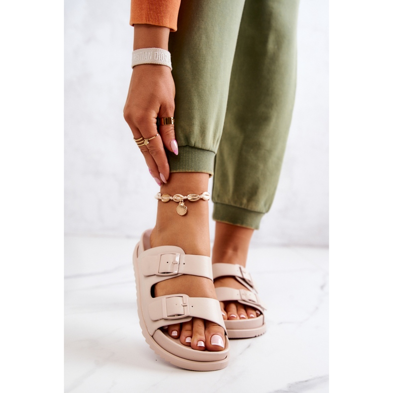 S.Barski Gummihausschuhe mit Schnalle Beige Corina 2