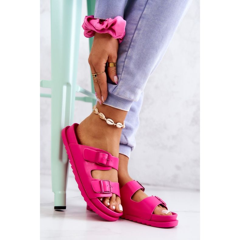 S.Barski Gummihausschuhe mit Schnalle Fuchsia Corina rosa 2