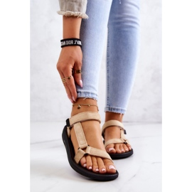 PM1 Damen Wildleder Sportsandalen Beige Harris 1