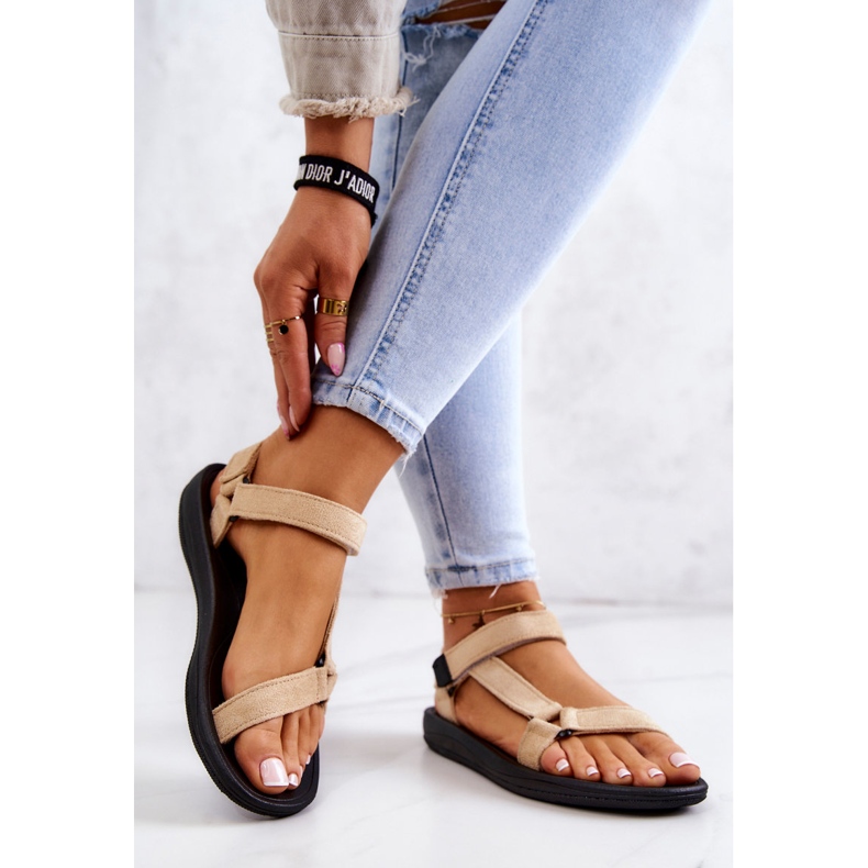 PM1 Damen Wildleder Sportsandalen Beige Harris 2