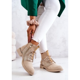 Lemar Damen Wildleder Stiefeletten mit Schlangenmuster Hellbeige Sonroe 2