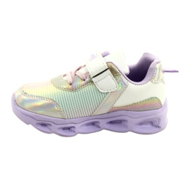 ADI Sportschuhe LED Glowing Velcro News 22DZ32-4837 Lilac-White rosa silber 1
