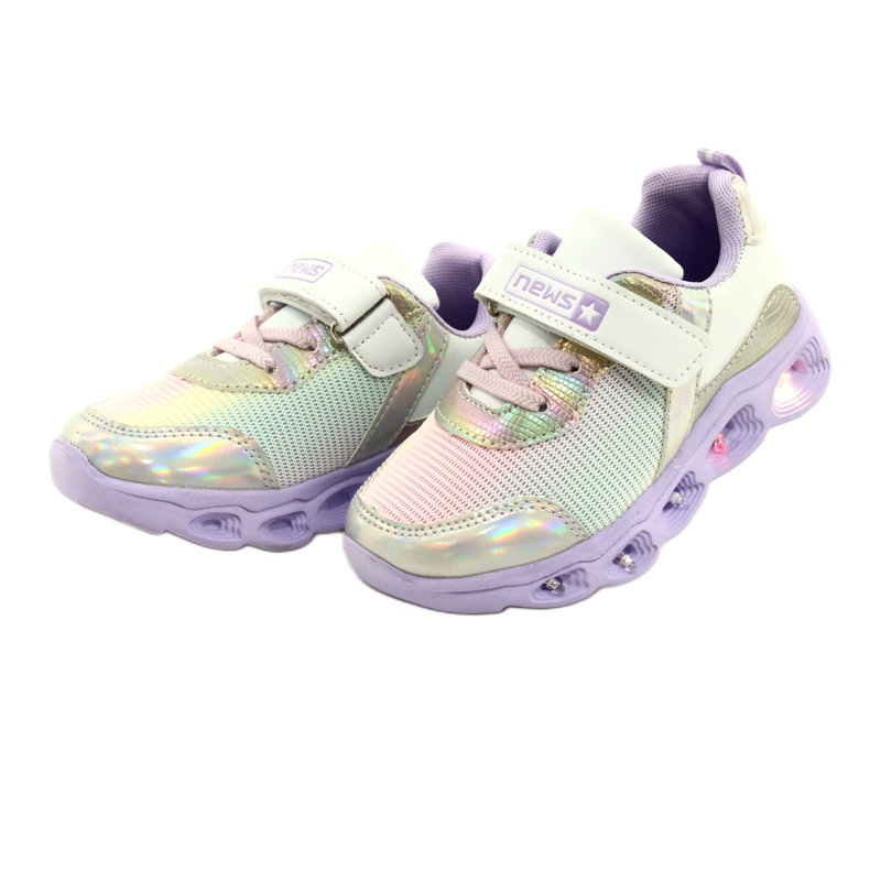 ADI Sportschuhe LED Glowing Velcro News 22DZ32-4837 Lilac-White violett rosa silber- 2
