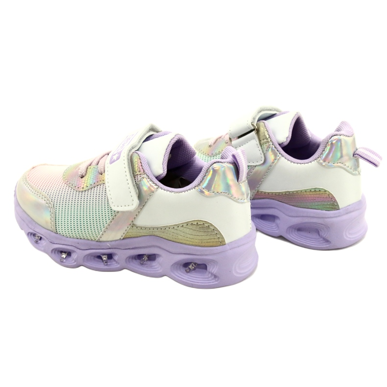 ADI Sportschuhe LED Glowing Velcro News 22DZ32-4837 Lilac-White rosa silber 4