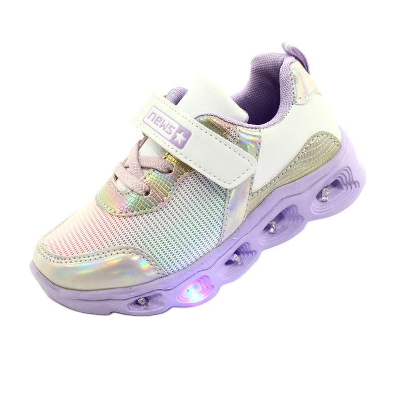 ADI Sportschuhe LED Glowing Velcro News 22DZ32-4837 Lilac-White violett rosa silber- 3