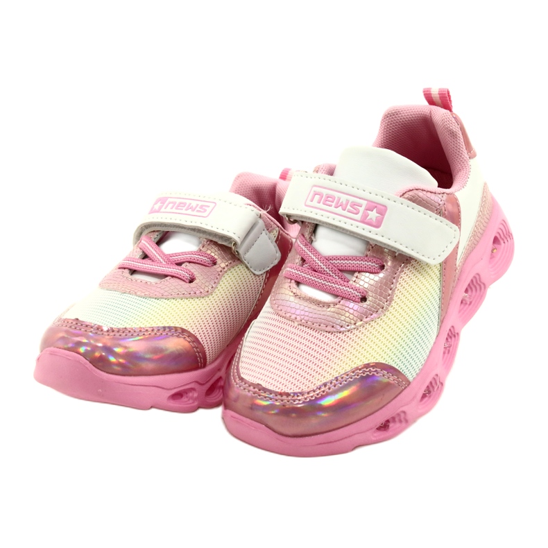 ADI Sportschuhe LED Glowing Velcro News 22DZ32-4837 Rosa / Weiß 2