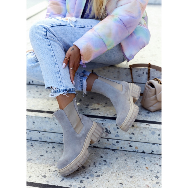 Lemar Wildleder Damenstiefel Hellgrau Kennel 2