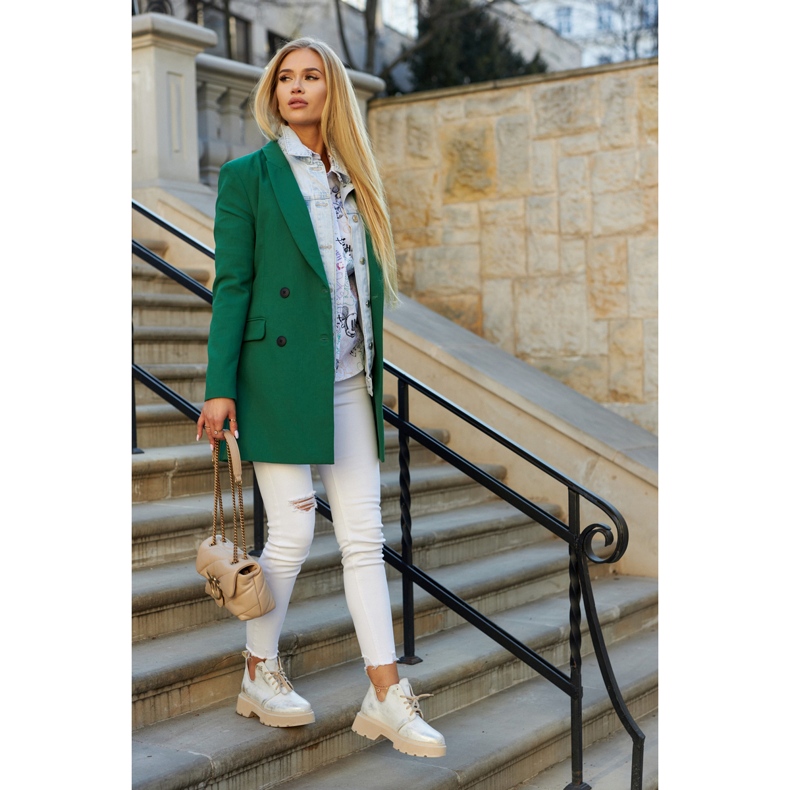 Schuhe auf der massiven Sohle Nicole 2701/004 Weiß und Gold beige golden 1