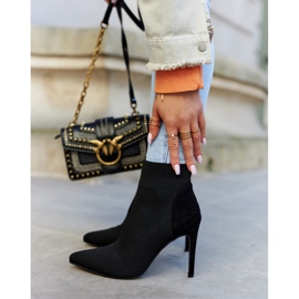 S.Barski Damenstiefel mit einer Socke auf einem hohen Absatz Schwarz letzte Nacht 2