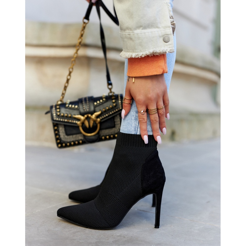 S.Barski Damenstiefel mit einer Socke auf einem hohen Absatz Schwarz letzte Nacht 2