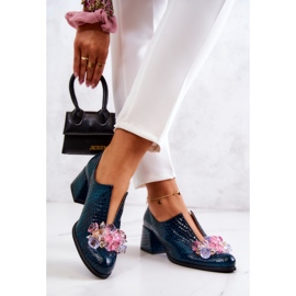 PA2 Brogues aus Leder mit Krokodilmuster und grüner Delaver-Verzierung 2