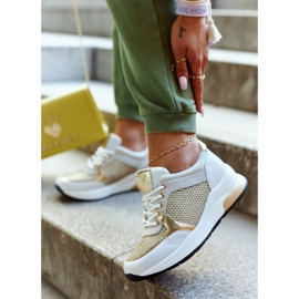 Vinceza Modische Sportschuhe Damen Sneakers Weiß und Gold Danielle 2