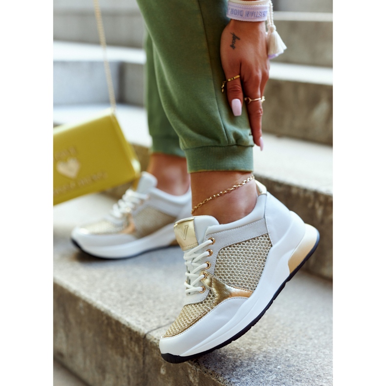 Vinceza Modische Sportschuhe Damen Sneakers Weiß und Gold Danielle 2