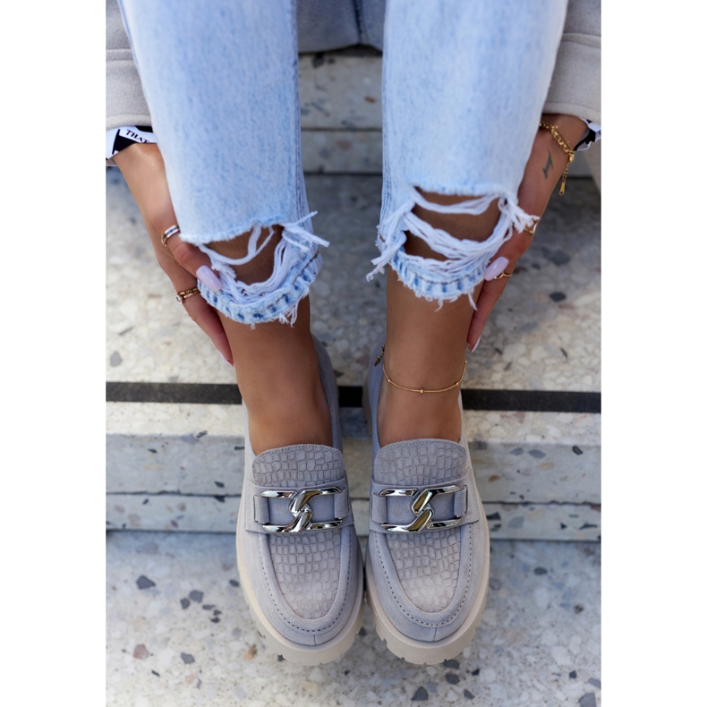 La.Fi Modischer Wildleder-Loafer Hellgrau von Rayhan 1