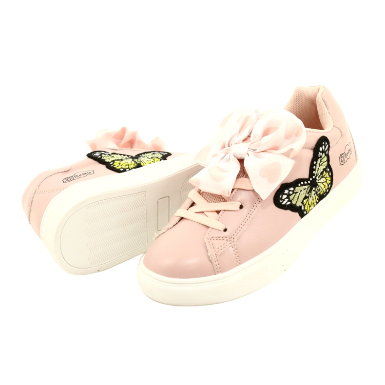 Girls 'Pink Sport Sneakers mit Bogen und Schmetterling American Club ES64 rosa 3