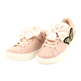 Girls 'Pink Sport Sneakers mit Bogen und Schmetterling American Club ES64 rosa 2