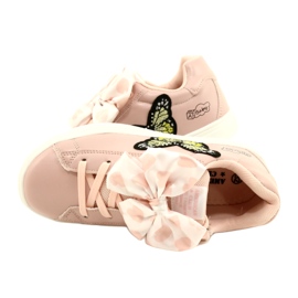 Rosafarbene Sneakers mit Schleife und Schmetterling American Club ES64 5