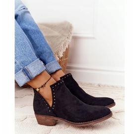 PS1 Schwarze Clever durchbrochene Stiefel mit Cut-Outs 4