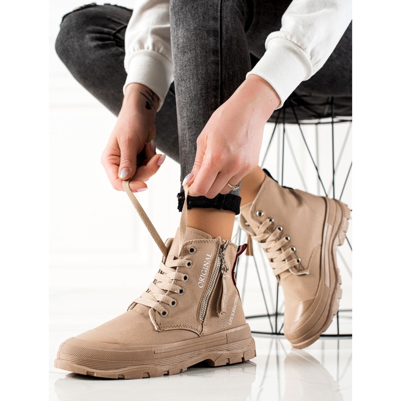 Sabatina Turnschuhe mit Reißverschluss beige 1