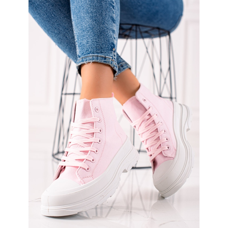 TRENDI Hohe rosa Turnschuhe 1