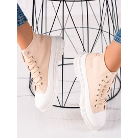 TRENDI Bequeme Turnschuhe auf der Plattform beige 1