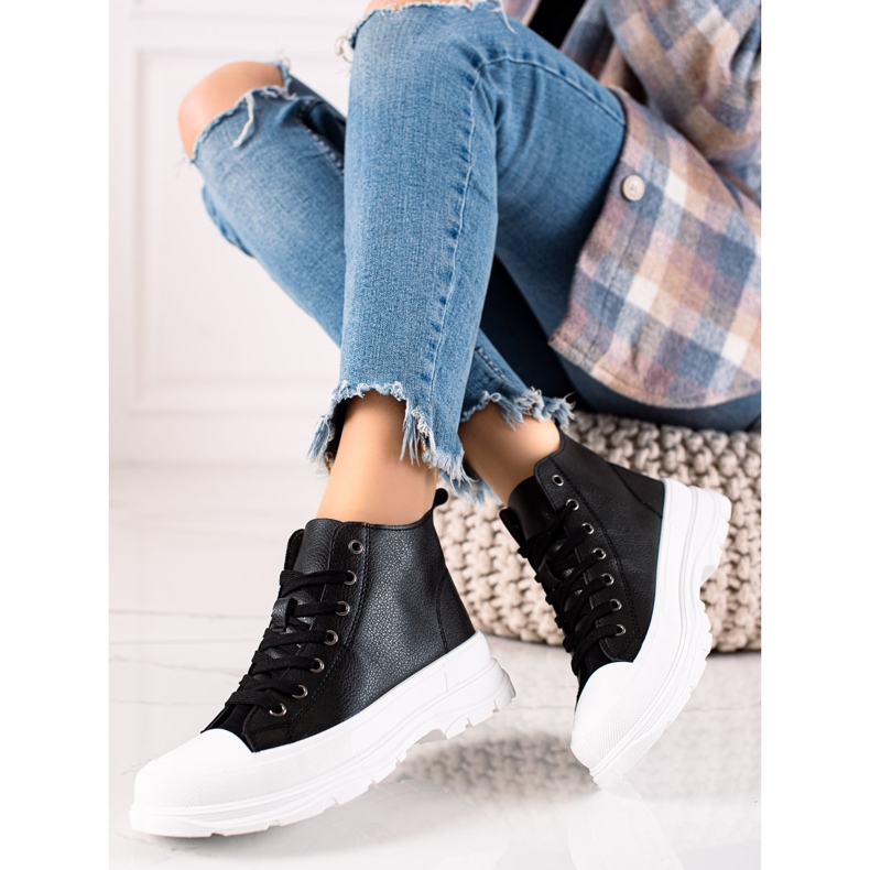 Forever Folie Modische hohe Sneakers schwarz 1