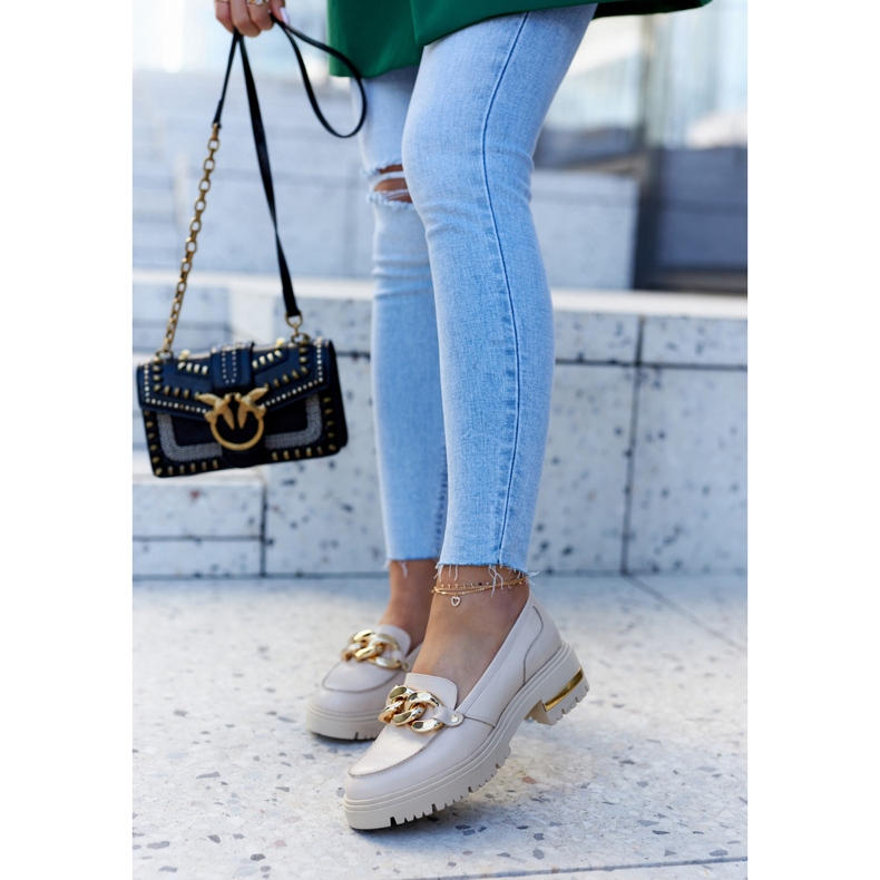 PA2 Damen-Loafer Leder-Loafer Beige Mollie 1