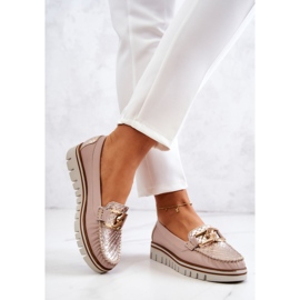 Lemar Lederhalbschuhe für Damen auf beigefarbener Venesia-Plattform 2
