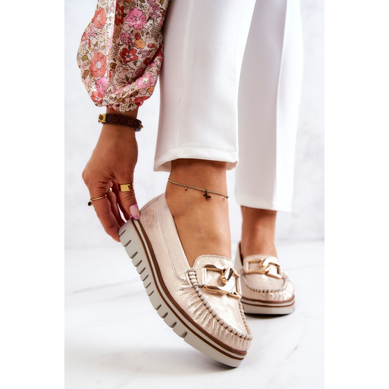 Lemar Lederloafer für Damen auf der goldenen Venesia-Plattform 1