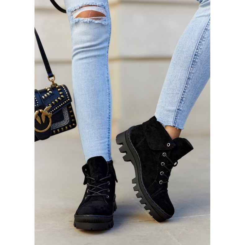 S.Barski Wildlederstiefel Gebunden Schwarz Dalles 2