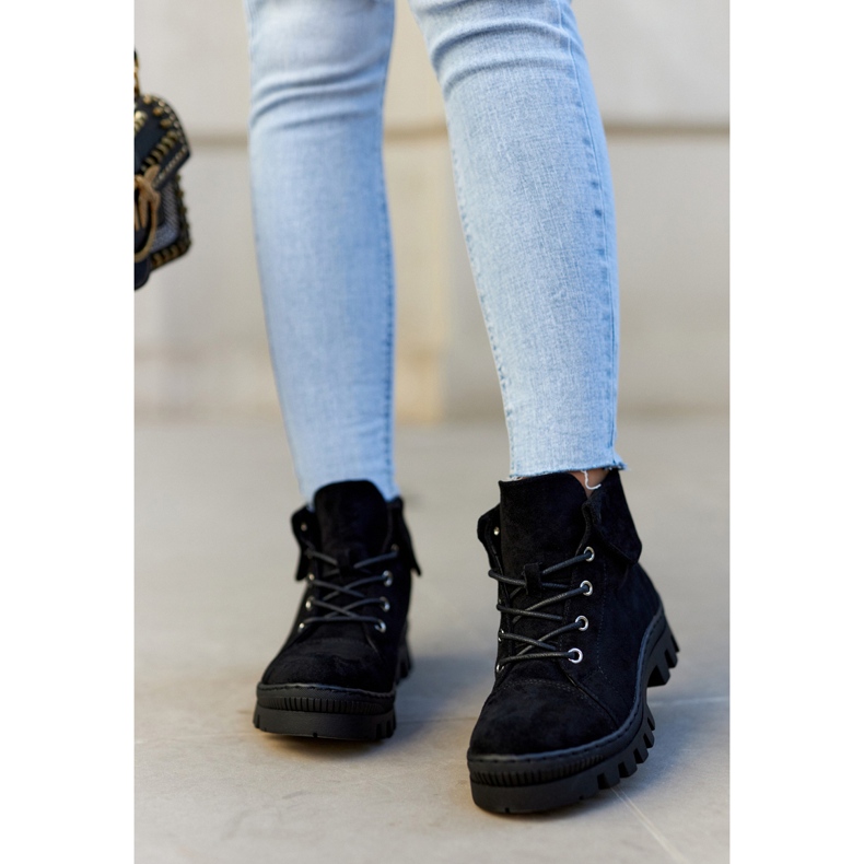 S.Barski Wildlederstiefel Gebunden Schwarz Dalles 1