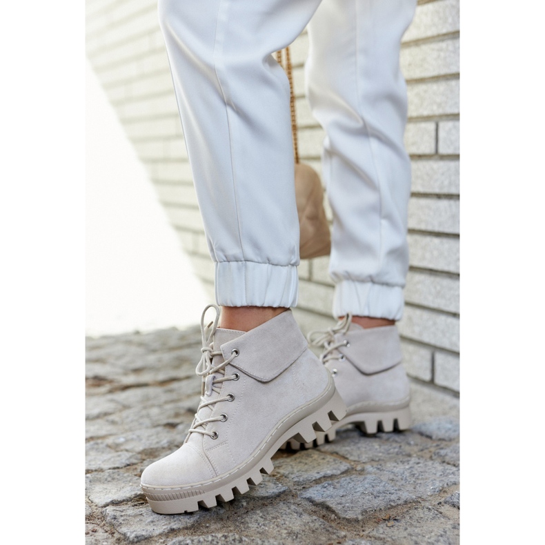 S.Barski Wildlederstiefel Gebunden Hellgrau Dalles 1