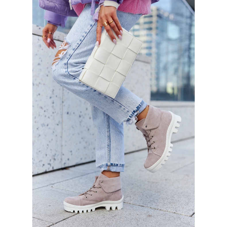 S.Barski Wildlederstiefel Gebunden Helllila Dalles violett 1