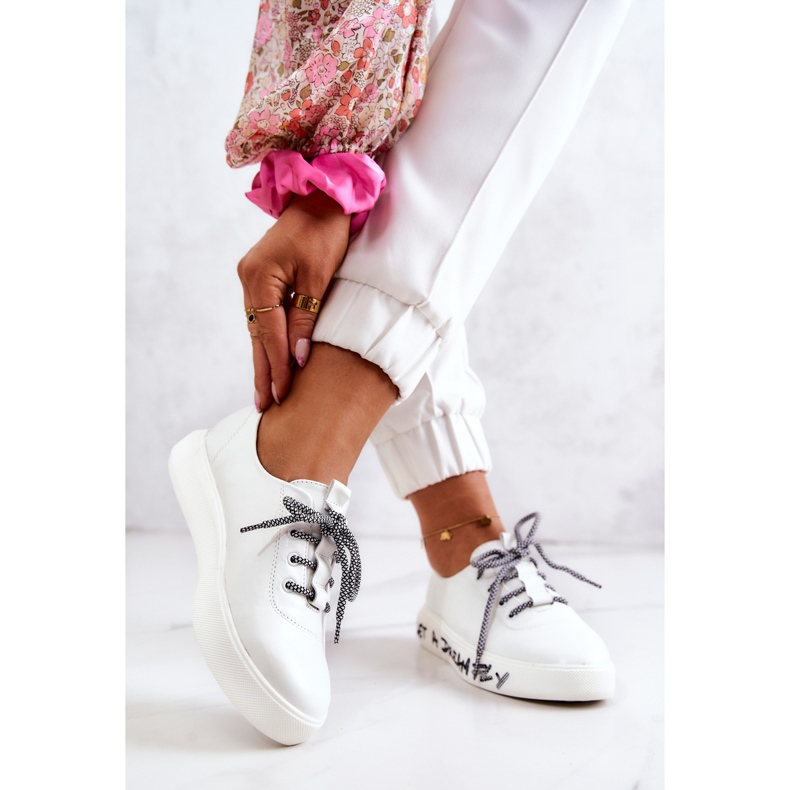 S.Barski Damen-Leder-Turnschuhe auf der Plattform Weiß Marien 2