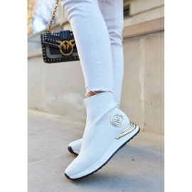 Vinceza Damen Sportsocken Weiß Runaway golden 2