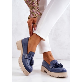 Damenlederschuhe Fransen Maciejka 05497-17 Blau 2