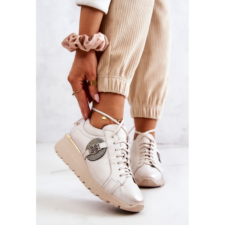 Sportschuhe aus Leder mit Keilabsatz Maciejka 05492-04 Beige 1