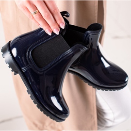 TRENDI Lackierte marineblaue Regenstiefel navy blau 1