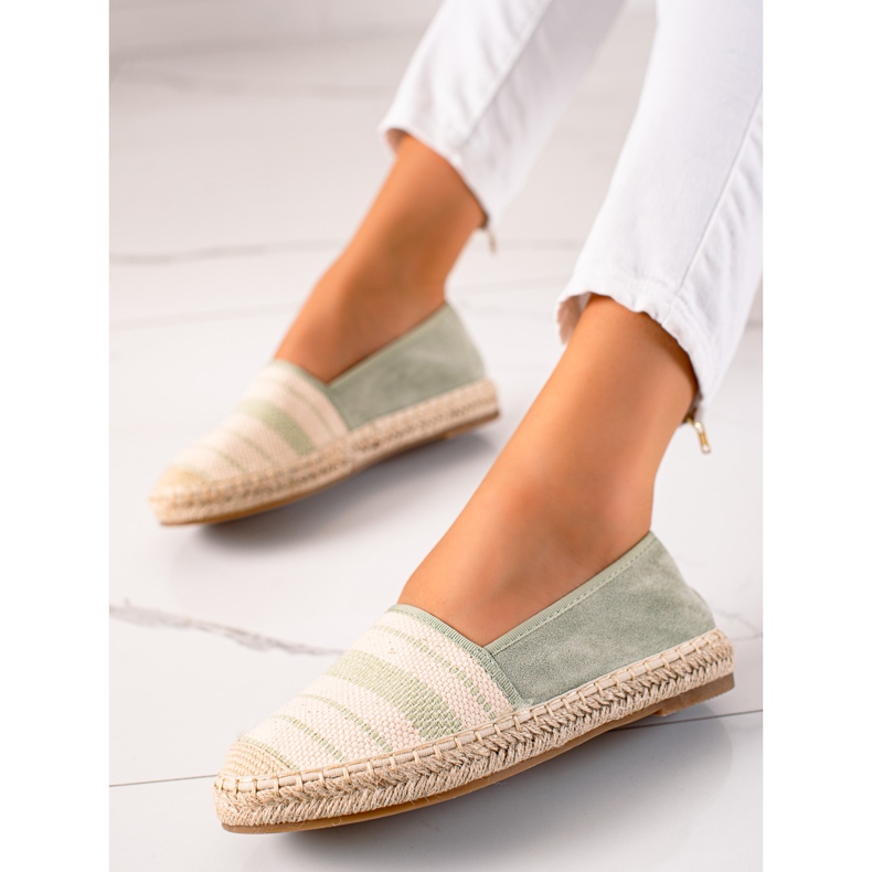Anesia Paris Lässige Espadrilles beige grün 2