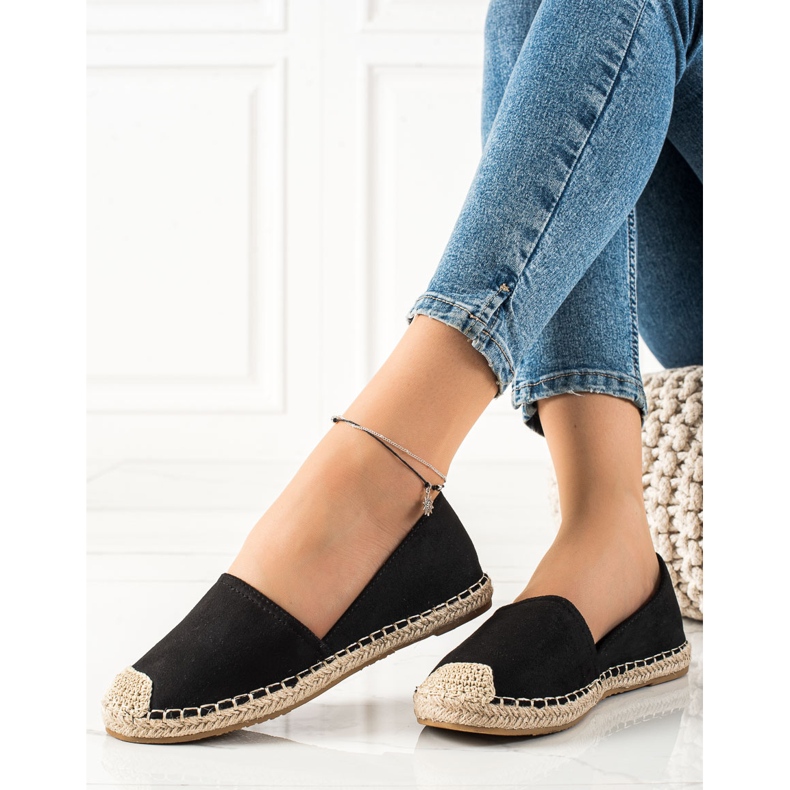 TRENDI Klassische schwarze Espadrilles 2