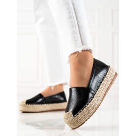 Clowse Schimmernde schwarze Espadrilles 2