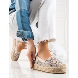 Bestelle Espadrilles auf der Plattform mit Schlangenmuster beige 2