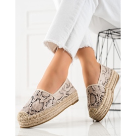 Bestelle Espadrilles auf der Plattform mit Schlangenmuster beige 1