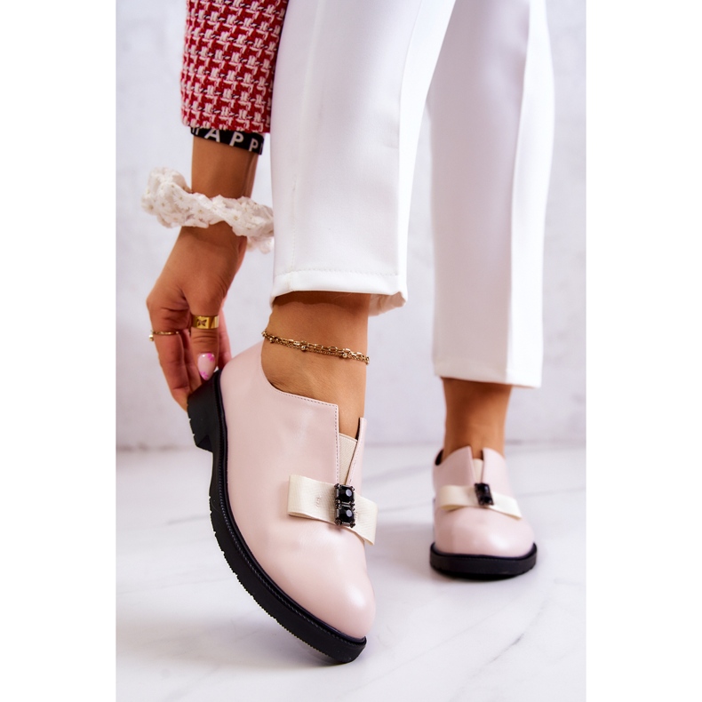 S.Barski Damen-Brogues zum Hineinschlüpfen mit beiger Janelle-Verzierung rosa 1